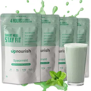 Upnourish Meal Replacement Shake, 50g, Pack of 4 | Spearmint Weight Loss Smoothie | Dietary Supplement Rich in Proteins (21g), MCTs, Probiotics and Vitamins (4 Servings)