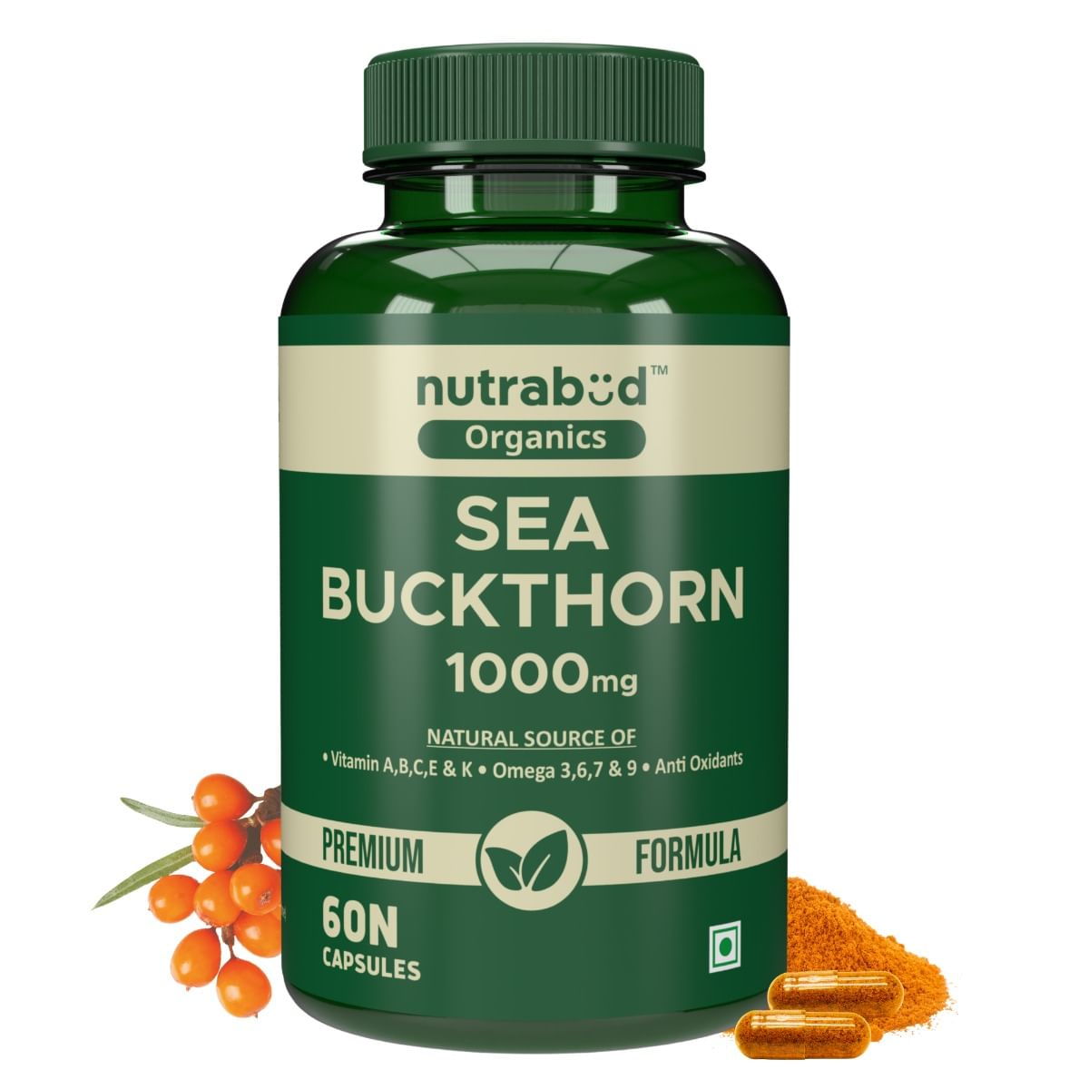 

Nutrabud Organics Sea Buckthorn Berry Powder Capsules 1000mg - 60 Veg Caps