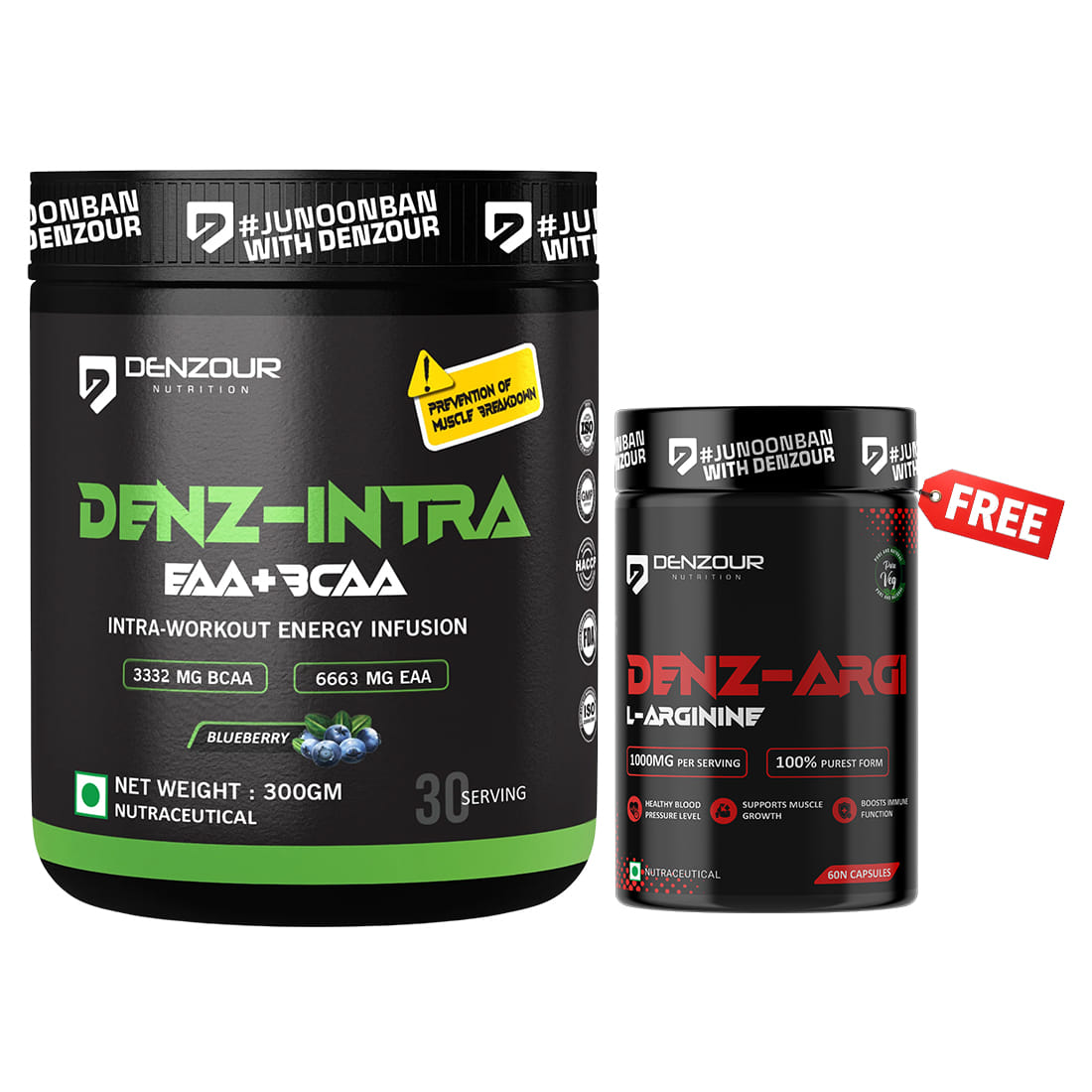 Denz Intra 300g Blueberry Flavour + Free L-arginine 60 Capsules