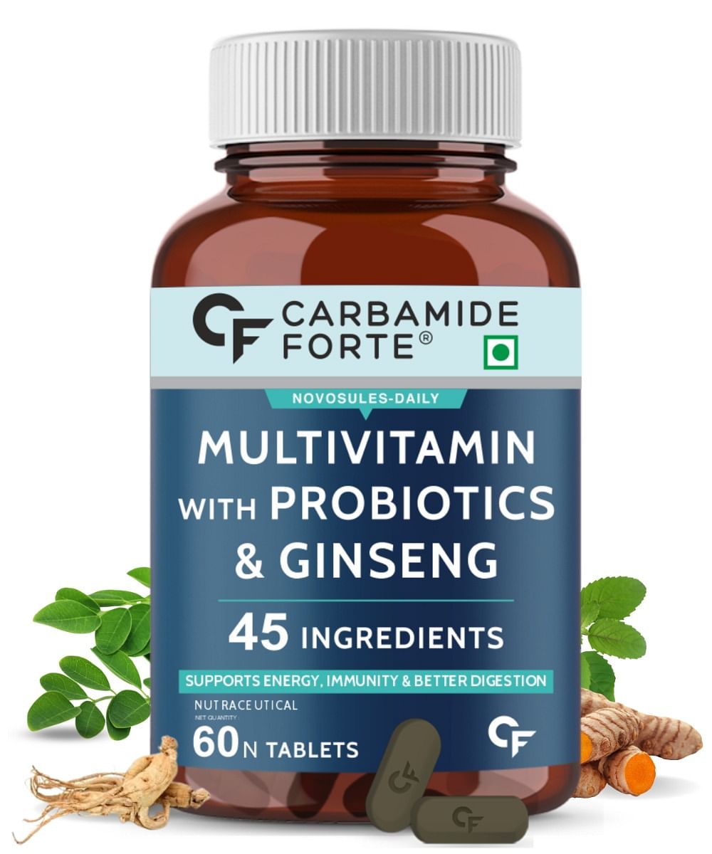 Carbamide Forte Multivitamin Tablets for Men & Women with Probiotics & Ginseng | Multivitamin supplement with 45 Ingredients – 60 Tablets