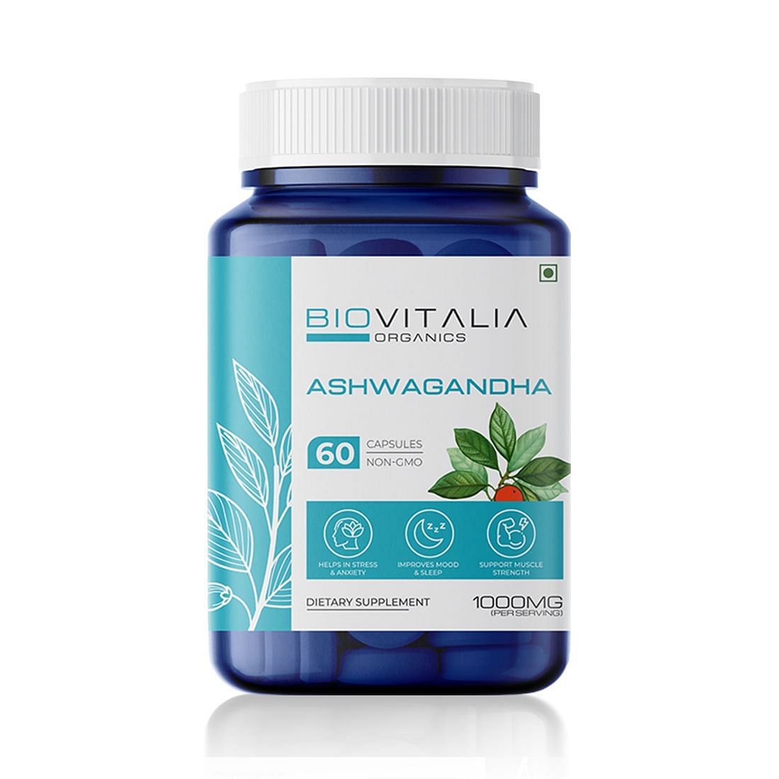 

Biovitalia Organics Ashwagandha Capsules - Stress Management, Mood Enhancement, Sleep Support - 60 Veg Caps. ISO Certified | 100% Vegan Gelatin Fre...