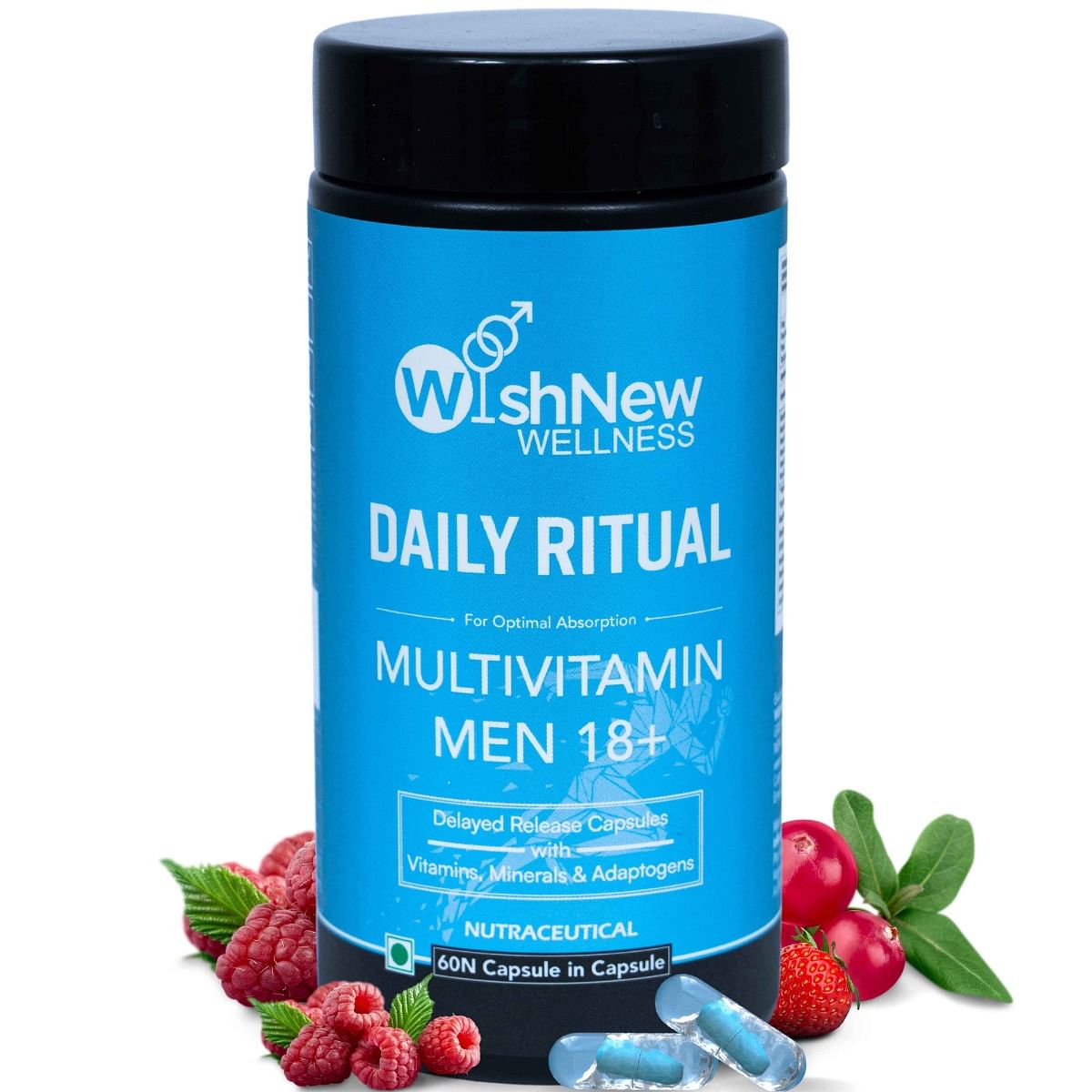 

WishNew Wellness DAILY RITUAL Multivitamin for Men 18+, 60 Capsules for Optimal Absorption, 100% Vegetarian, Delayed Release | Essential Nutrients ...