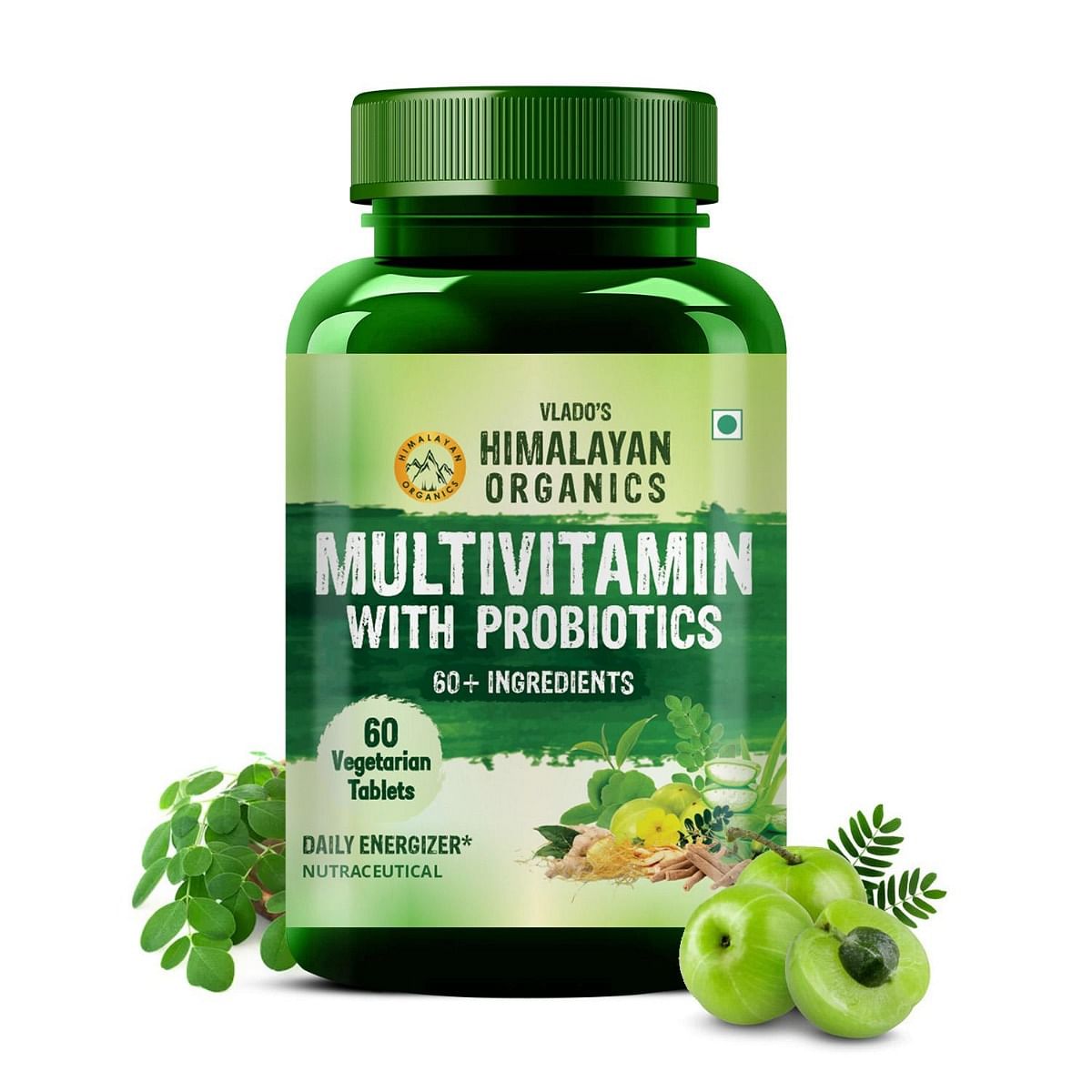 

Vlado's Himalayan Organics Multivitamin with Probiotics (60 Tablets) 45 Ingredients for Men & Women with Vitamin C, D, E, B3, B12, Zinc, Giloy & Bi...