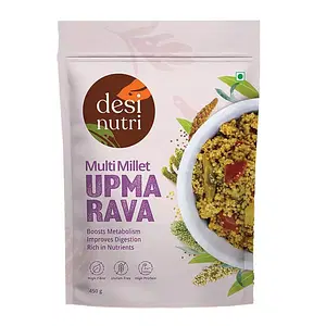 Desi Nutri Multi Millet Upma Rava | Ready to Eat Upma | Millet Upma Mix | Upma Rava- 450 gms | Rich in Fiber & Calcium