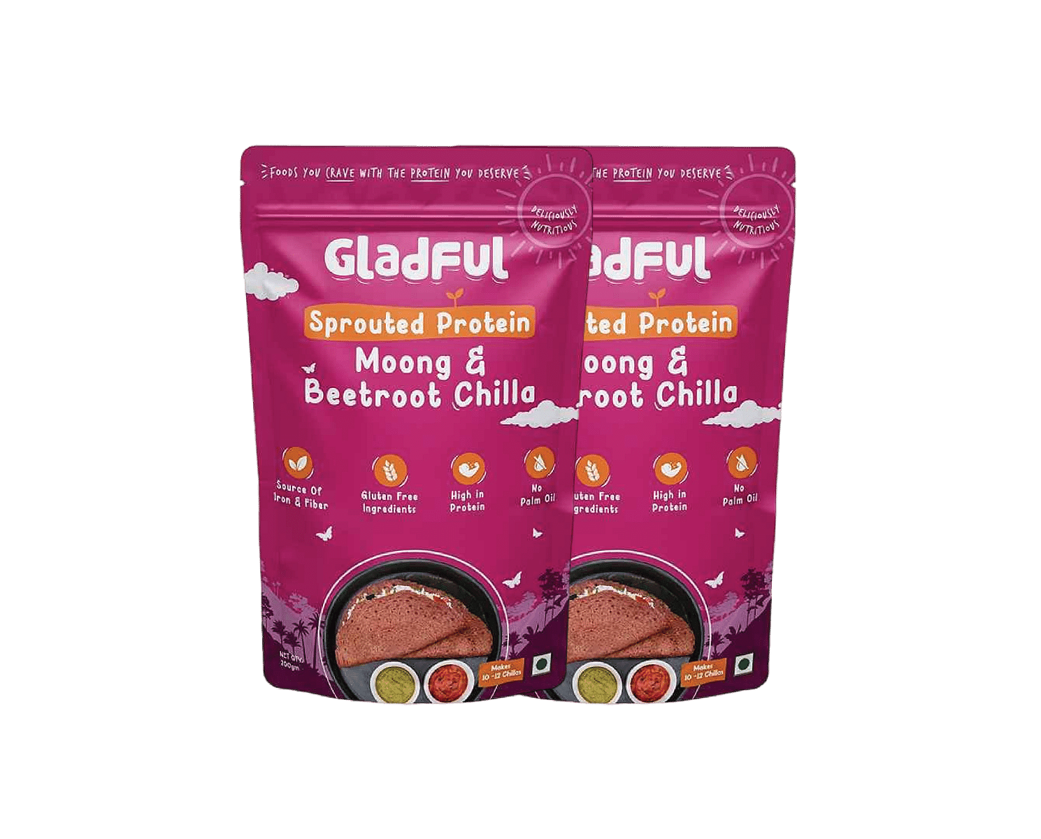 

Gladful Sprouted Chilla Beetroot Sprouted Moong Instant Mix | 200g | Pack of 2