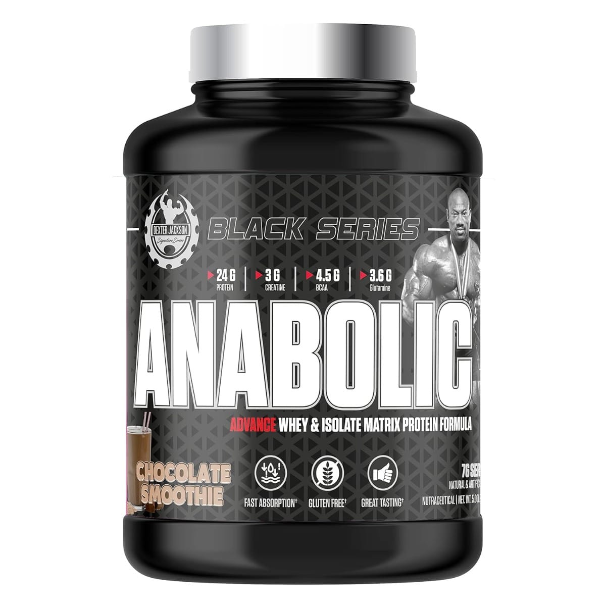 

Dexter Jackson Black Series Anabolic Advance Whey & Isolate Matrix Protein Powder | Chocolate Smoothie Flavor | Gluten-Free | 76 Servings, 5 Lbs, 2...