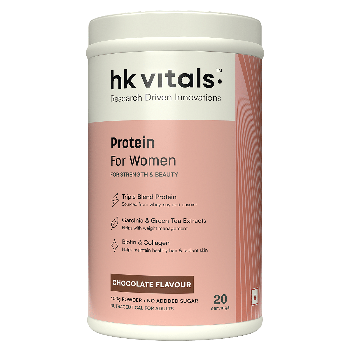 

HK Vitals ProteinUp Women with Soy, Whey Protein, Collagen, Vitamin C, E & Biotin for strength and beauty from within (Chocolate, 400g / 0.88 lb)