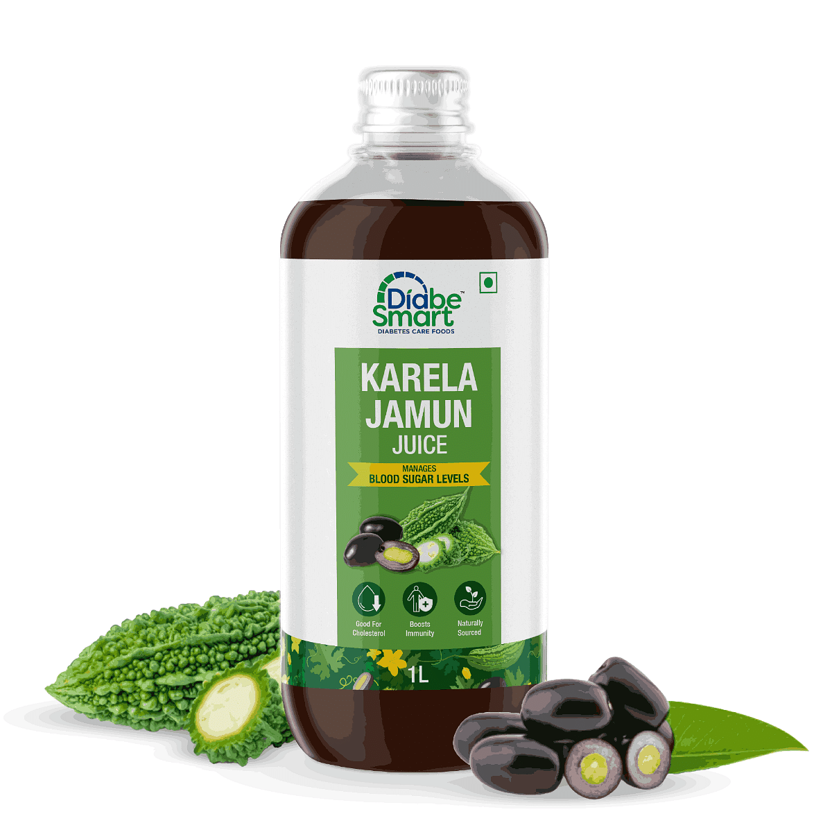 

DiabeSmart Karela Jamun Juice for Diabetes 1L | Scientifically Formulated Diabetic Care Juice to Help Manage Blood Sugar | Cholesterol Care Juice w...