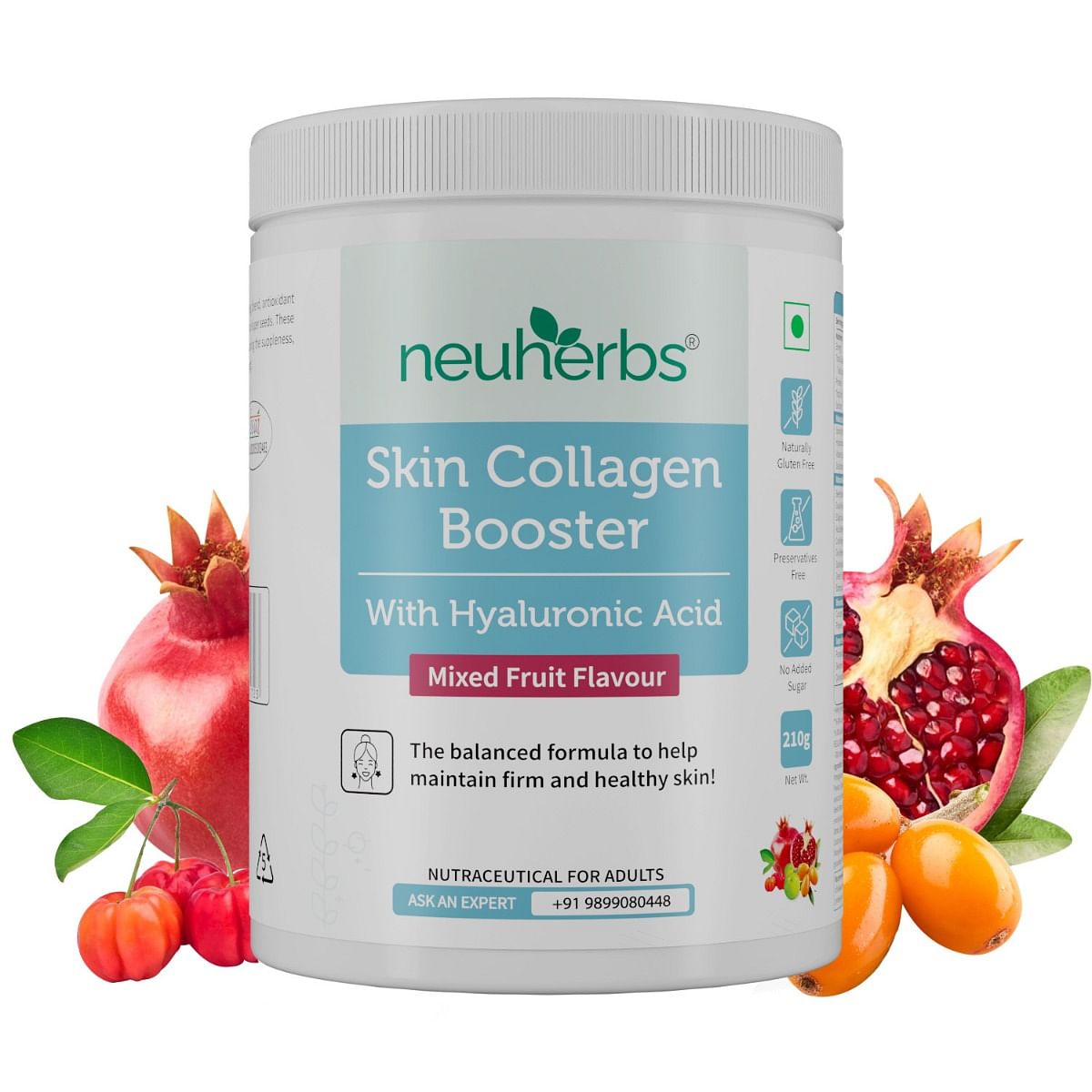 

Neuherbs Skin Collagen Booster 210g | 30 Servings | Mixed Fruit Flavour | Natural Antioxidant