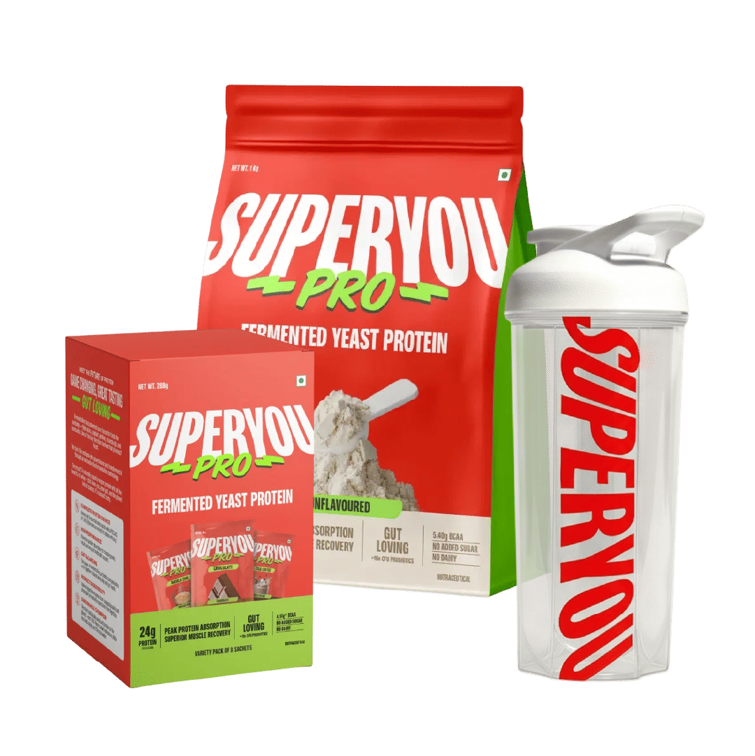 

Superyou Pro Fermented Yeast Protein 1kg Unflavoured (27g Protein) + Assorted Box 8 Sachets 288g | Vegan | Gut Friendly | 1Bn Probiotics | PDCAAS 1...