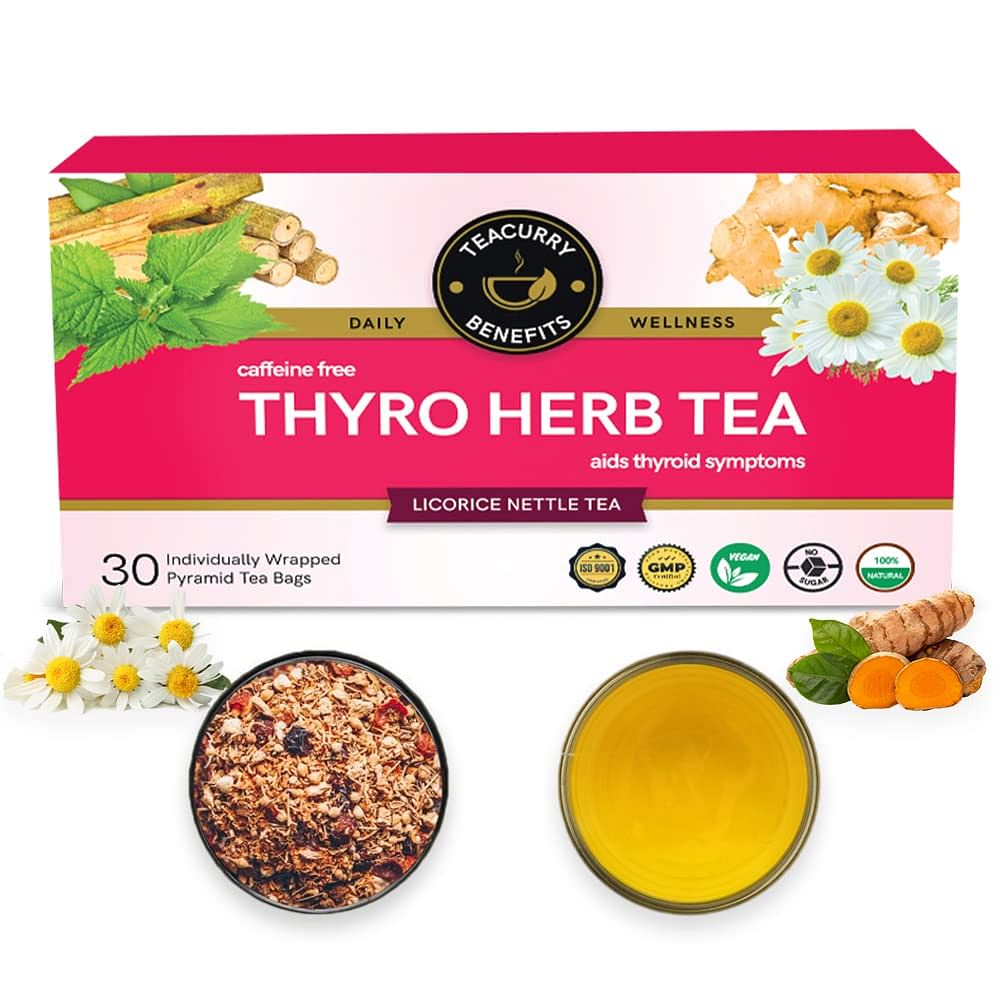 

Teacurry Thyroid Tea (1 Month Pack, 30 Tea Bags) - Thyro Herb Tea to help with Thyroid Hormones (TSH, T3, T4), Manage Weight