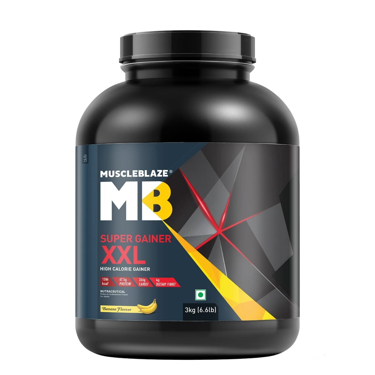 MuscleBlaze Super Gainer XXL | For Muscle Mass Gain (Banana, 3kg / 6.6lbs, 30 Servings)
