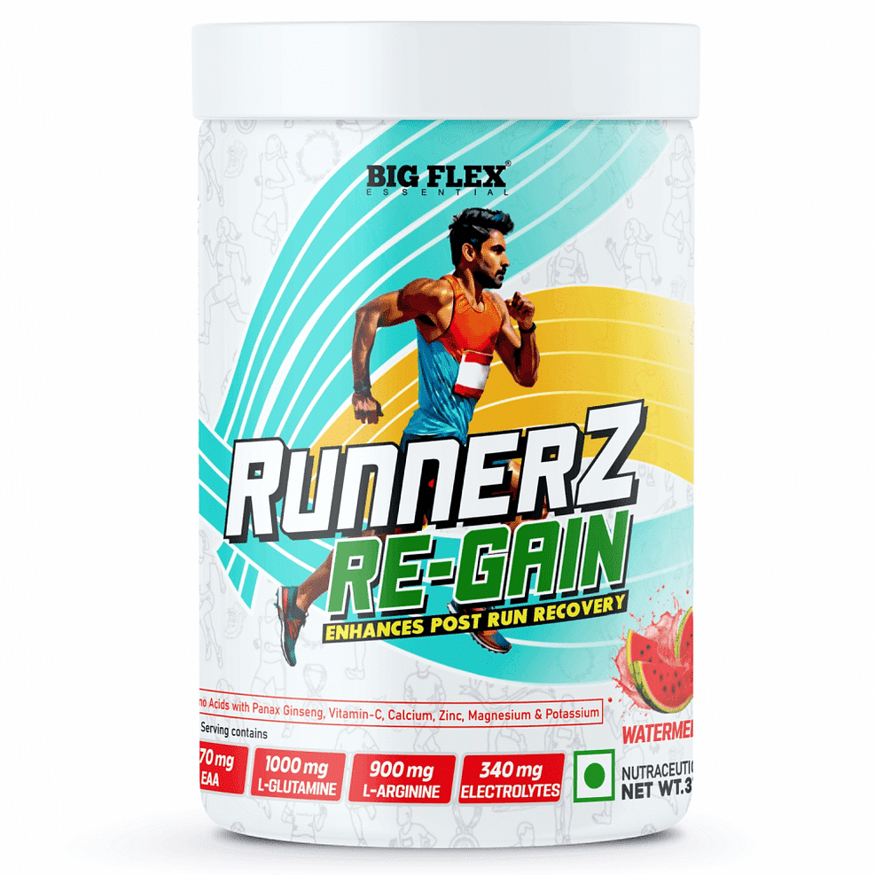 

Bigflex Runnerz ReGain Enhances Post Run Recovery 375 gm, 25 Serving Watermelon Flavour