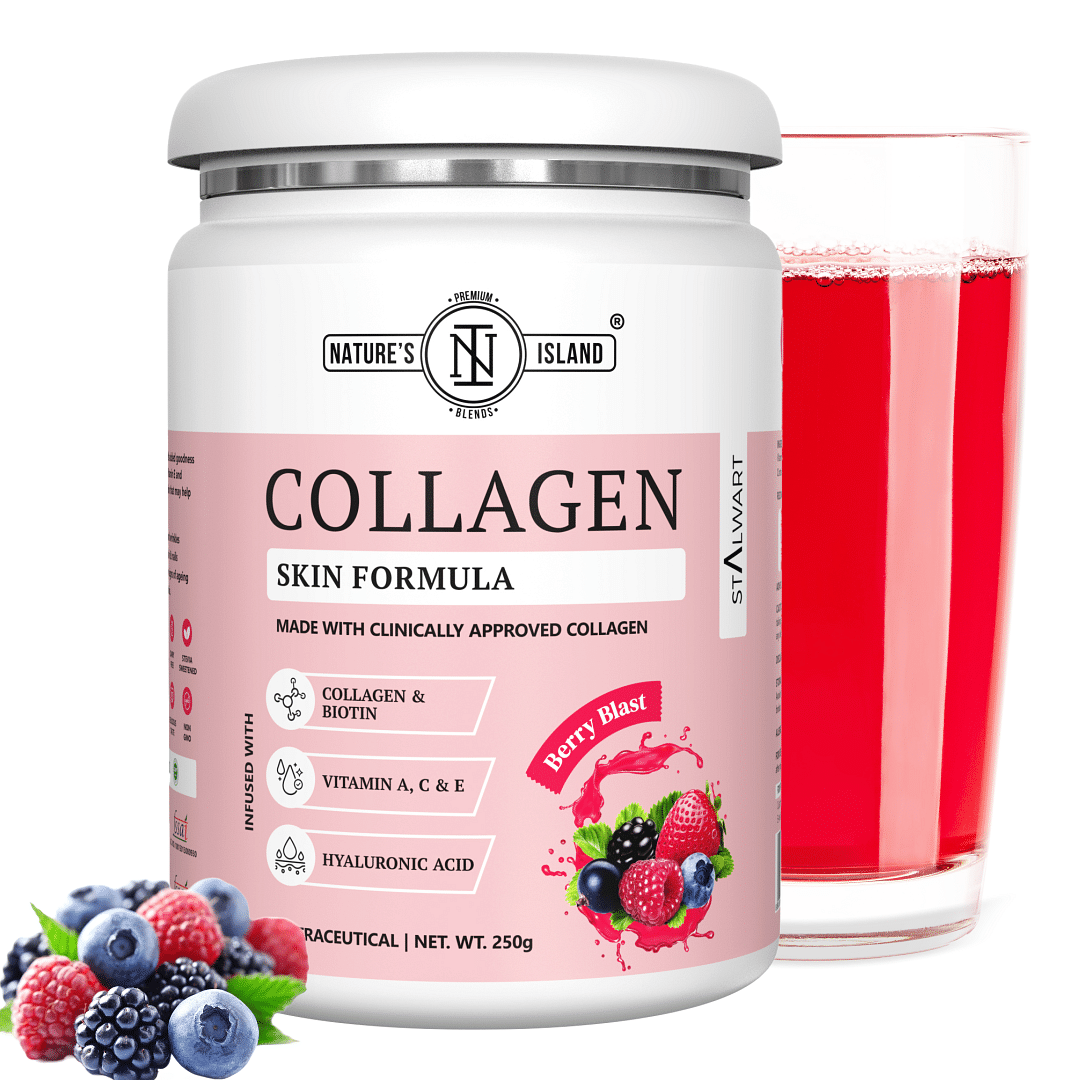 

Nature's Island Skin Collagen Powder, Marine Collagen Peptides for Women & Men (Berry ,250g), Collagen Supplement with Biotin, HLA ,Vitamin C,E,A, ...