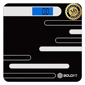 Boldfit Weight Machine For Body Weight Digital Bathroom Scale For Human Body Weight Measurement Extra Thick Weighing Scale With LCD Display 36Months Warranty Black,Max Weight 180Kg