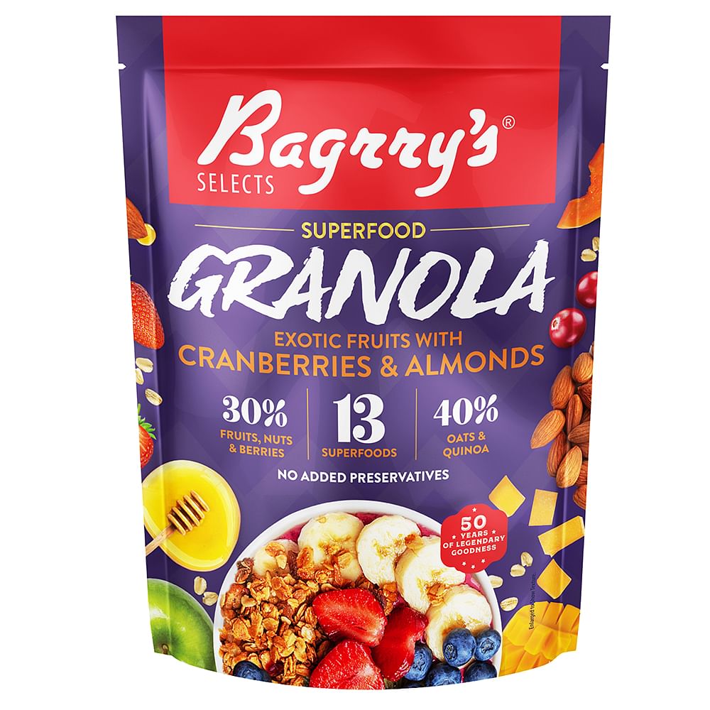 

Bagrry’s Superfood Granola Exotic Fruits With Cranberries & Almonds 400 GM