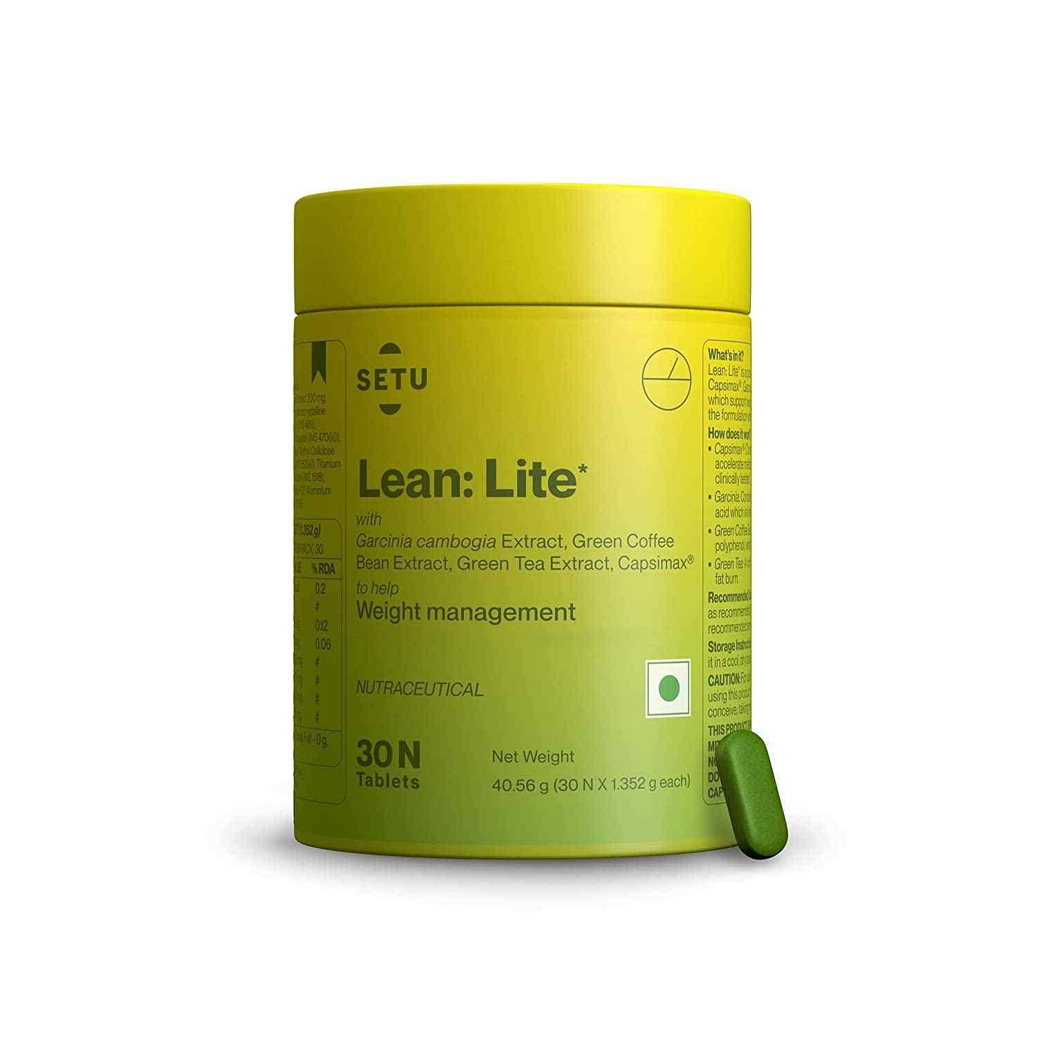 

Setu Lean Lite | Healthy Metabolism With Capsimax, Garcinia Cambogia Extract,Green Coffee Bean Extract And Green Tea Extract, 30 Tablets