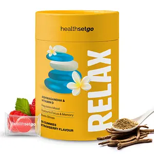 HealthSetGo Stress Relief Ashwagandha Gummies | Vitamin D | Boosts Mood & Focus | Extra Strength | Vegan, Gluten & Gelatin Free | Men & Women | Berry Flavour | 30 Pack