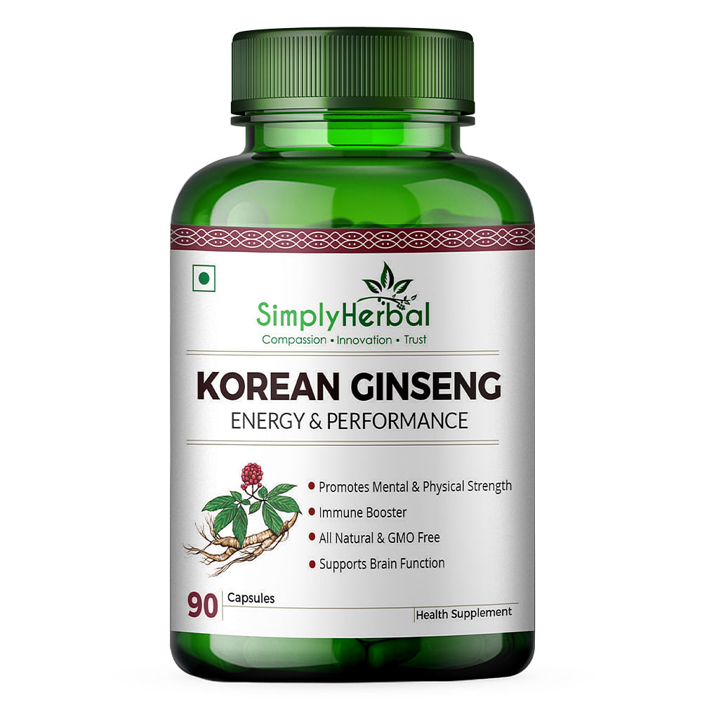 

Simply Herbal Natural Korean Red Ginseng 500mg - 90 Capsules