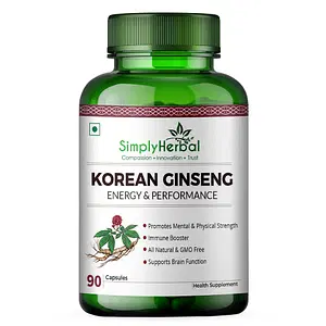 Simply Herbal Natural Korean Red Ginseng 500mg  - 90 Capsules