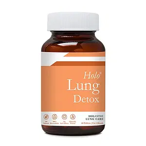 ZEROHARM Holo Lung Detox tablets | Lung detox supplement | Tar and mucus cleanse | Eases chest and lung congestion | Protects against lung infection | Plant-based | Echinacea, Vasaka, Mulethi, Ginger & Basil | 60 Veg tablets 