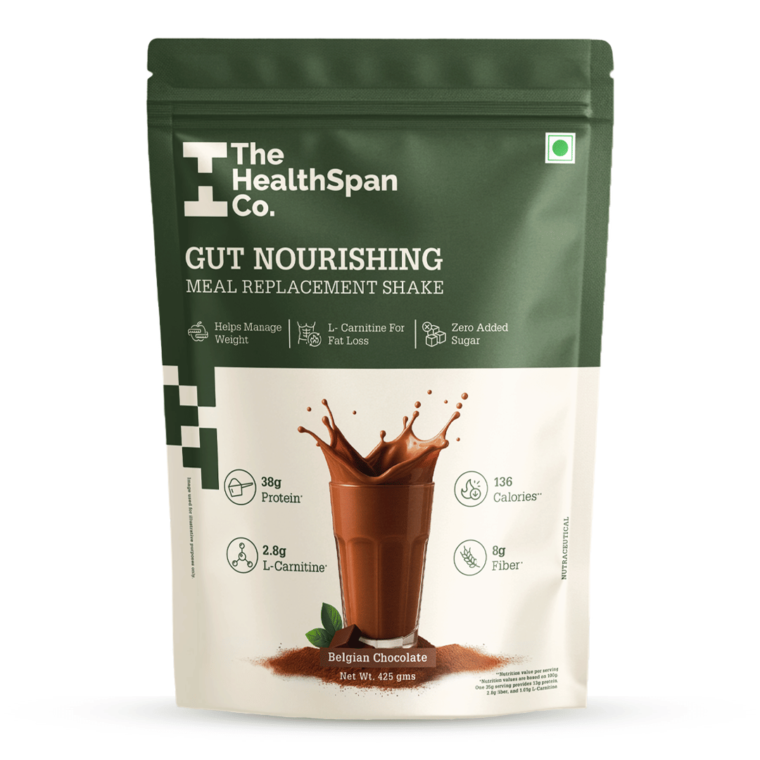 

The Healthspan Co. | Gut Repair Meal Replacement Drink | Only 122 Calories | Pro/Prebiotics | Plant Based Protein | No Added Sugar | 425gm | Belgia...