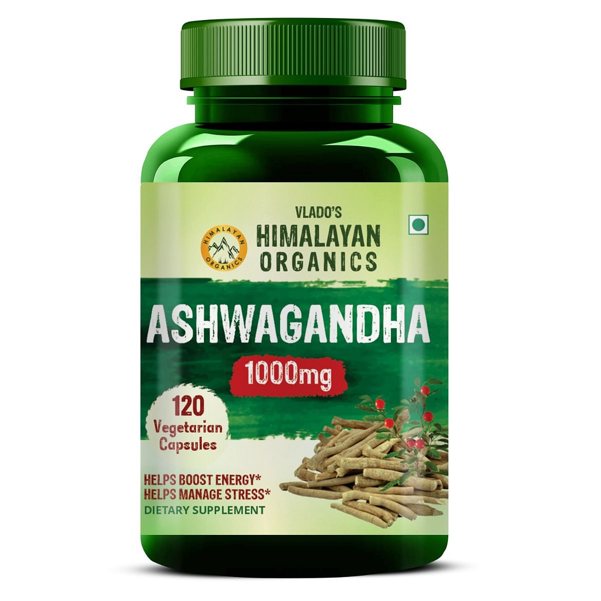 

Vlado's Himalayan Organics Ashwagandha 1000Mg | Boost Energy, Strength, Stamina | Helps Anxiety & Stress Relief For Men & Women (120 Capsules)