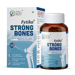 Fytika Strong Bones |Calcium 1000mg + Vitamin D3 400IU Supplement with Magnesium, Zinc,Coper & Vitamin K2 for Complete Bone, Joint & Muscle Health - Women and Men | 60 Tablets