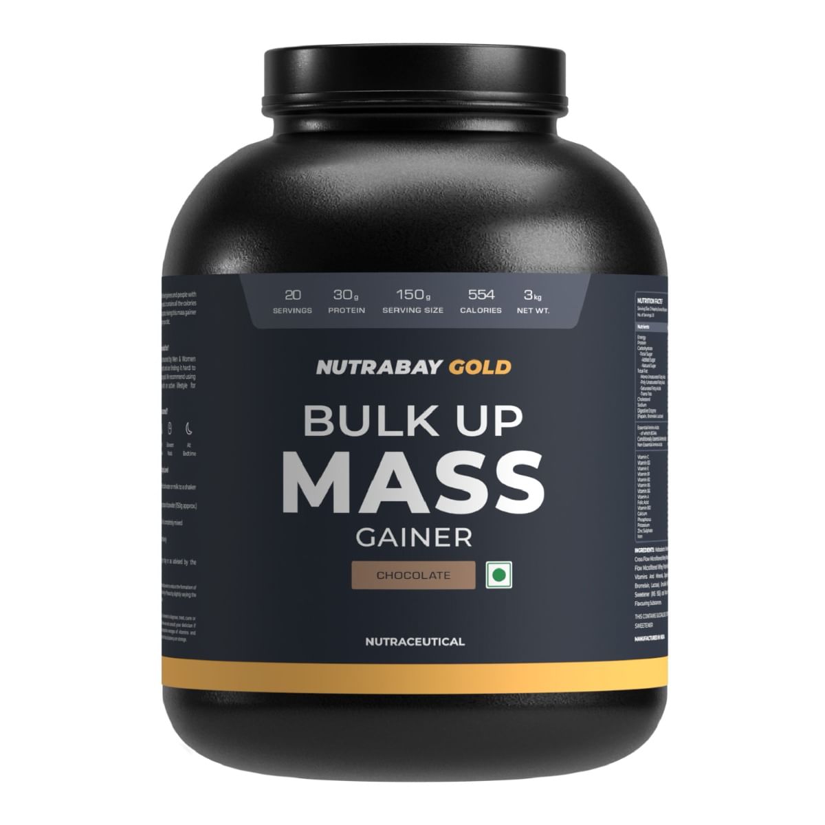Nutrabay Gold Bulk Up Mass Gainer, Carbs to Protein Blend (31), 30g Protein with Digestive