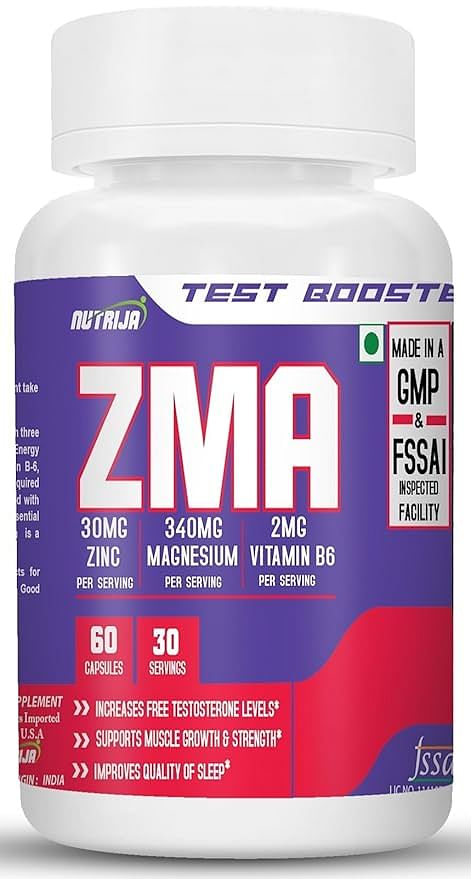 

NutriJa Zma (Zinc, Magnesium, Vitamin B6 With Added Boron) Testosterone Booster Capsule (30 Servings)