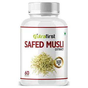 Nutrafirst Safed Musli Extract Capsules for Body Strength, Stamina, and Energy in Men And Women, 500mg - 60 Vegetarian Capsules 