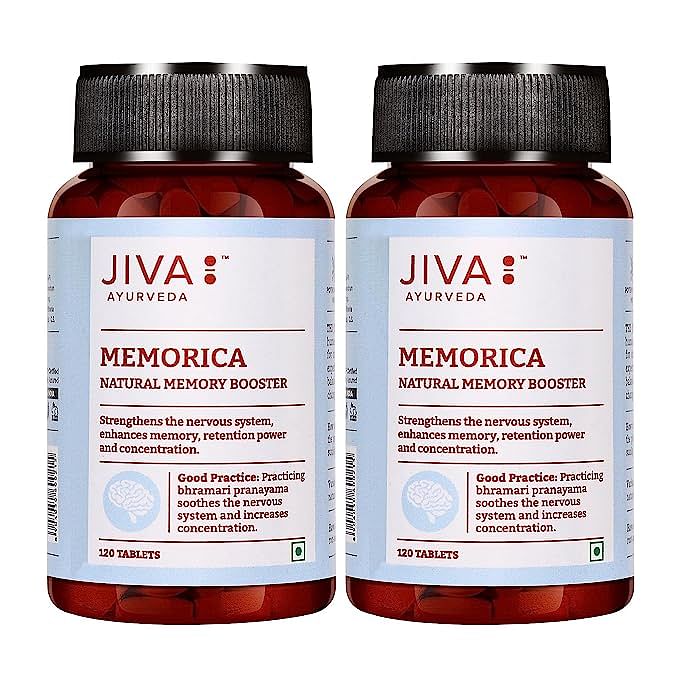 

Jiva Ayurveda Memorica Tablets | Enhance Your Memory Naturally & Strengthens The Nervous System | Improves Memory, Retention & Intelligence - 120 T...