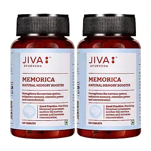 Jiva Ayurveda Memorica Tablets | Enhance Your Memory Naturally & Strengthens The Nervous System | Improves Memory, Retention & Intelligence - 120 Tablets (Pack of 2)