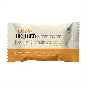 The Whole Truth - Protein Bars | Peanut Butter | Pack of 6 x 52g each | No Added Sugar | No Preservatives | No Artificial Sweeteners | No Gluten or Soy | All Natural Ingredients