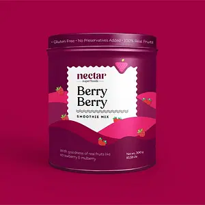 Nectar Superfoods Freeze Dried BLENDED BREAKFAST Smoothie Mix | APPLE, STRAWBERRY & BANANA Fruit Powder | No Sugar, No Preservatives, 100% Natural, Vegan & Gluten Free | 300 gram Tin | 12 servings
