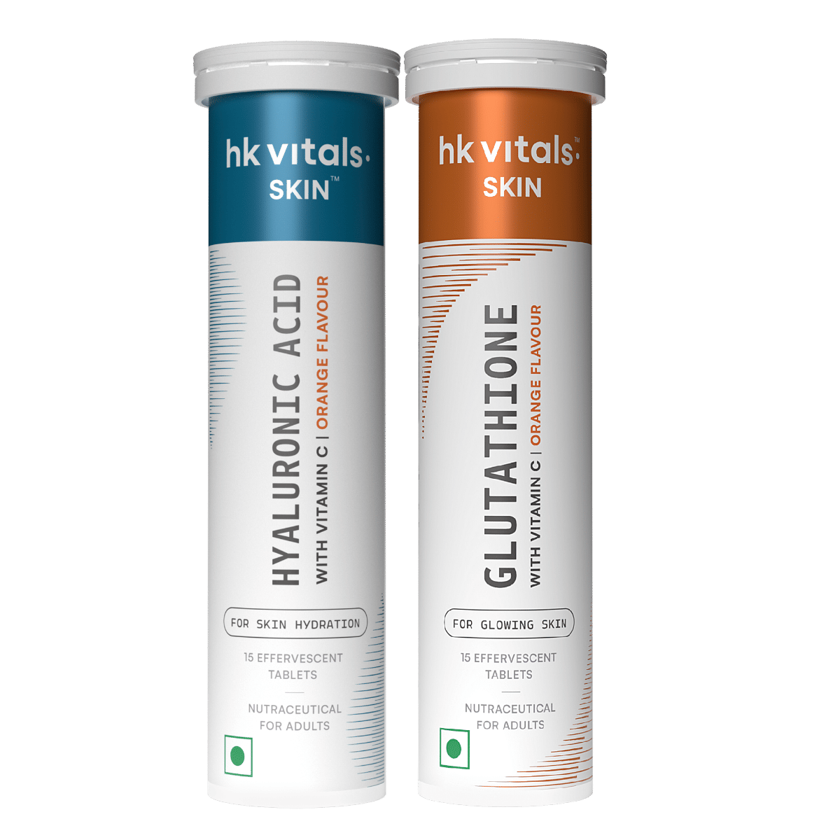 

hk vitals Hyaluronic Acid (Orange, 15 Effervescent Tablets) | 500mg Hyaluronic Acid with Glutathione (Orange, 15 Effervescent Tablets) | Supports S...