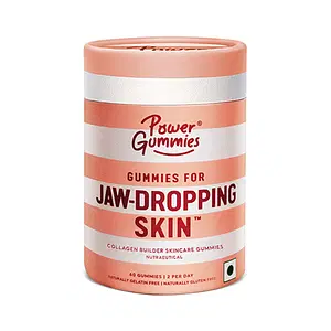 Power Gummies - Jaw Dropping Skin Collagen Builder Gummies For Women & Men | Glowing & Healthy Skin | Gluten & Gelatin Free | Vitamin E & C | Gluthatione | Lemon Twist Flavour - 60 Gummies