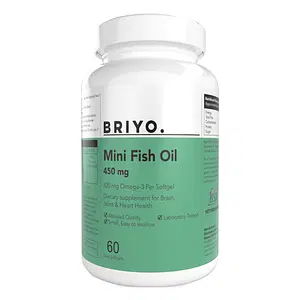 Briyo Fish Oil Mini - 450 mg size (71% strength omega 3) 320 mg Omega 3 per mini capsule