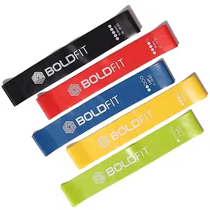 Boldfit Resistance Bands Mini Loop Hip Band Toning Exercise Band for Gym Booty Belt Latex Band Thera Band Theraband for Fitness, Multicolor (Set of 5)