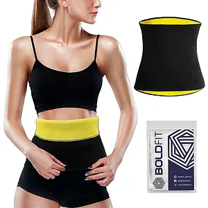 Boldfit Tummy Shaper for Women & Men Sweat Slim Belt Tummy Belt Shapewear for Belly. Body Shaper Belt for Stomach Fitness Belt for Exercise & Workout- Small-Medium Black