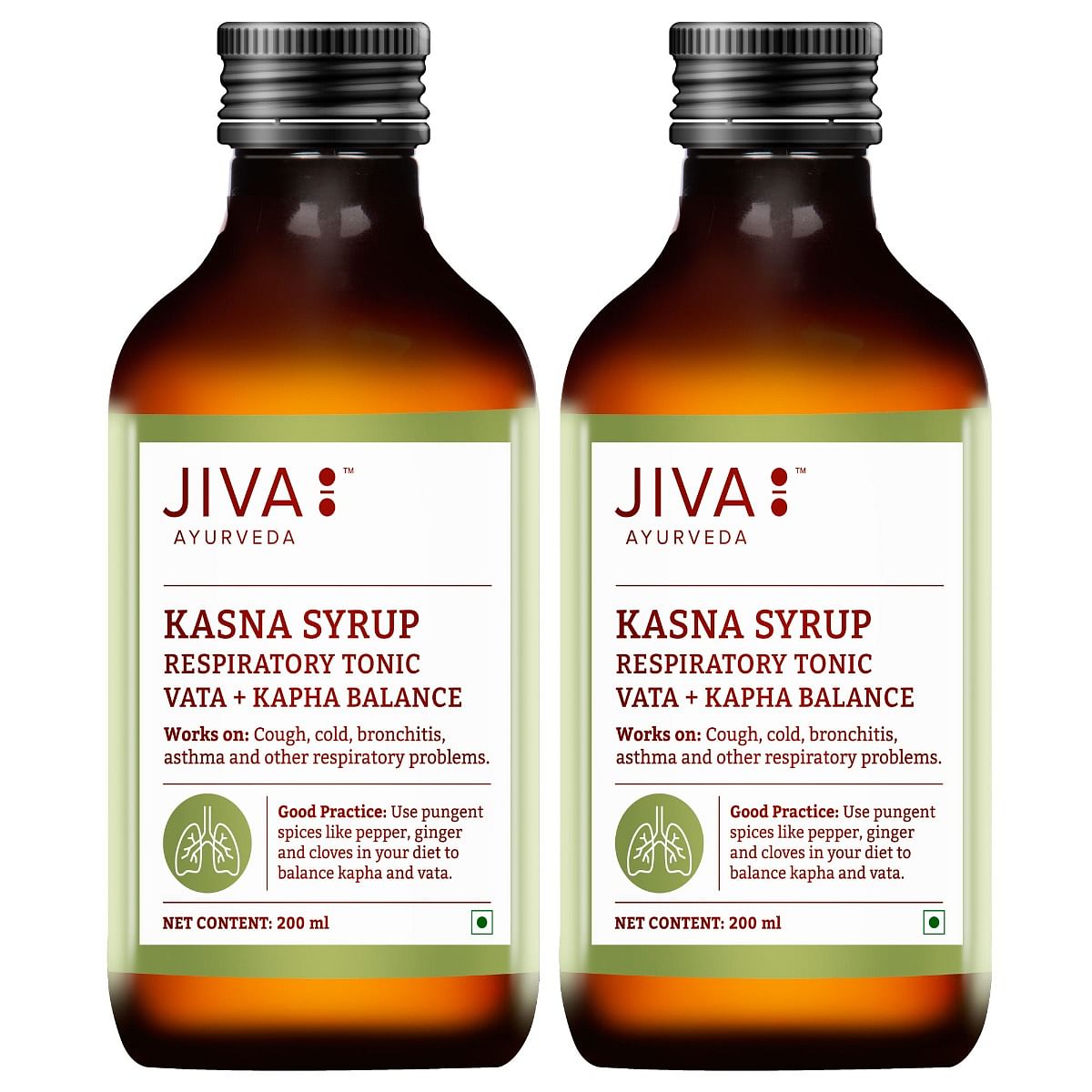 

Jiva Ayurveda Kasna Syrup respiratory serup For Balancing Vata & Kapha - 200 ml (Pack of 2)