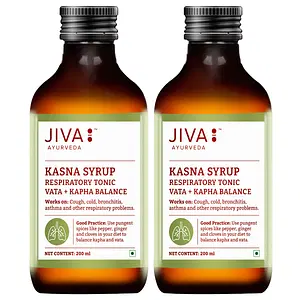Jiva Ayurveda Kasna Syrup respiratory serup For Balancing Vata & Kapha - 200 ml (Pack of 2)