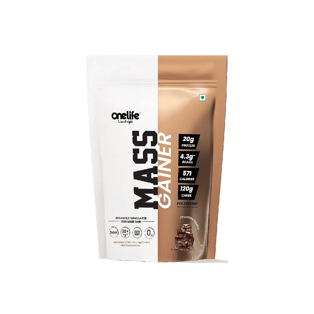 

Onelife - Mass Gainer (Pack of 3kg) | Chocolate | Protein to Complex Carbs Blend (1:3.5) | Lean Mass Gainer Powder| 28g Protein, 570 Calories, BCAA...