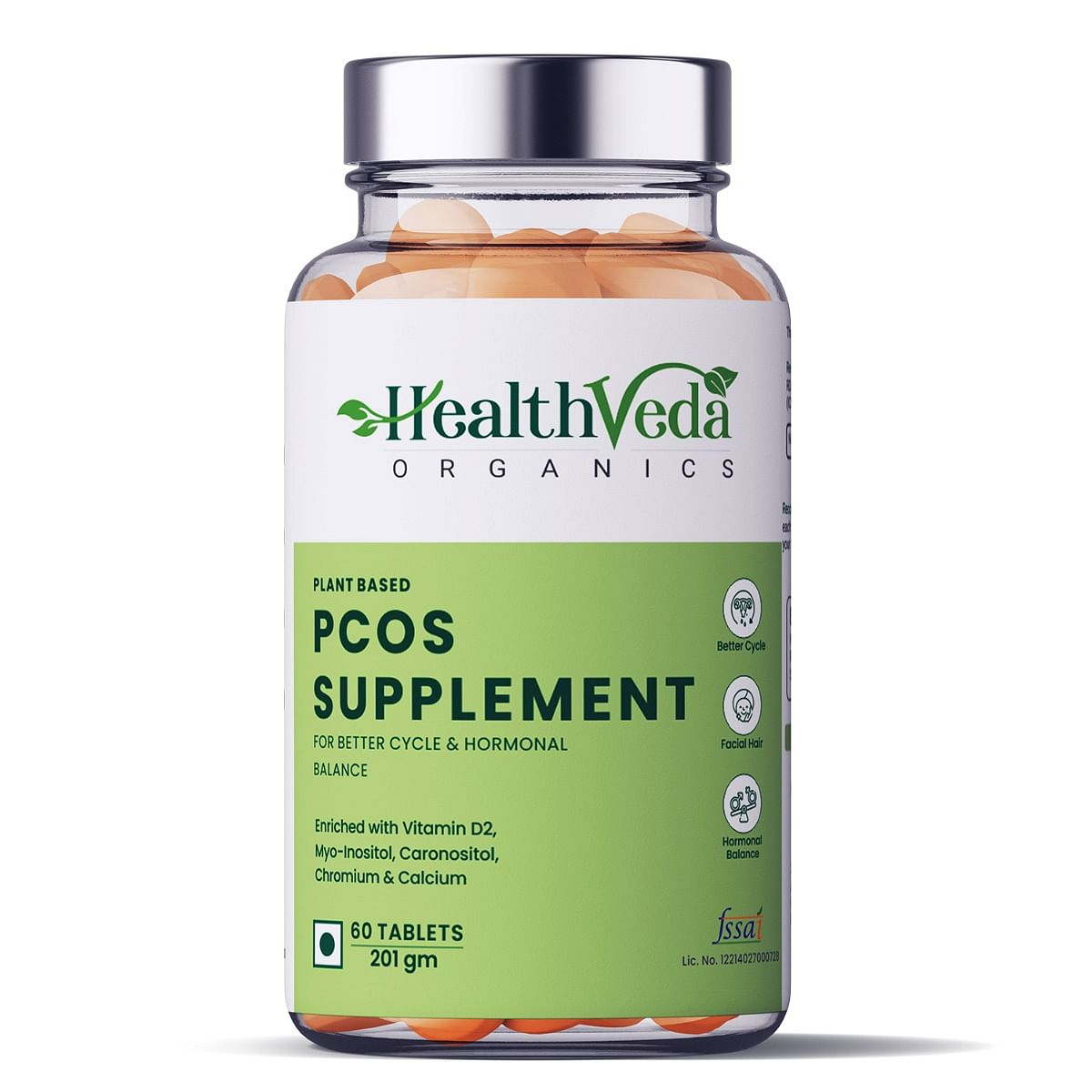 

Health Veda Organics Plant Based PCOS Multivitamin Supplement for Balancing Hormonal Levels, Reduces Acne & Facial Hair, 60 Veg Tablets