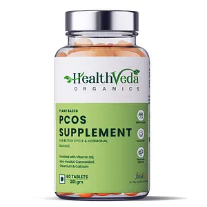 Health Veda Organics Plant Based PCOS Multivitamin Supplement for Balancing Hormonal Levels, Reduces Acne & Facial Hair, 60 Veg Tablets