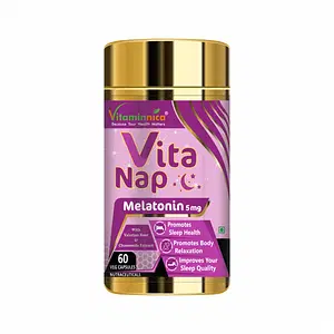 Vitaminnica Vita Nap | Melatonin 5mg | With Valerian Root & Chamomile Extract | Promotes Sleep Health, Promotes Body Relaxation & Improves Your Sleep Quality | 60 Veg Capsules