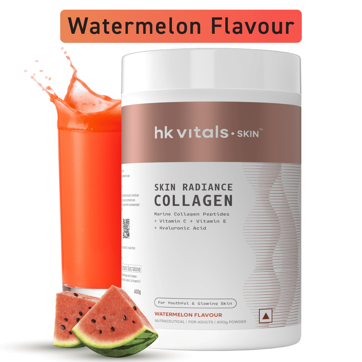 hk vitals Skin Radiance Marine Collagen Supplement (Watermelon, 400g) |Vitamin C, E, Sodium Hyaluronate | For Healthy Skin, Hair & Nails-image-22