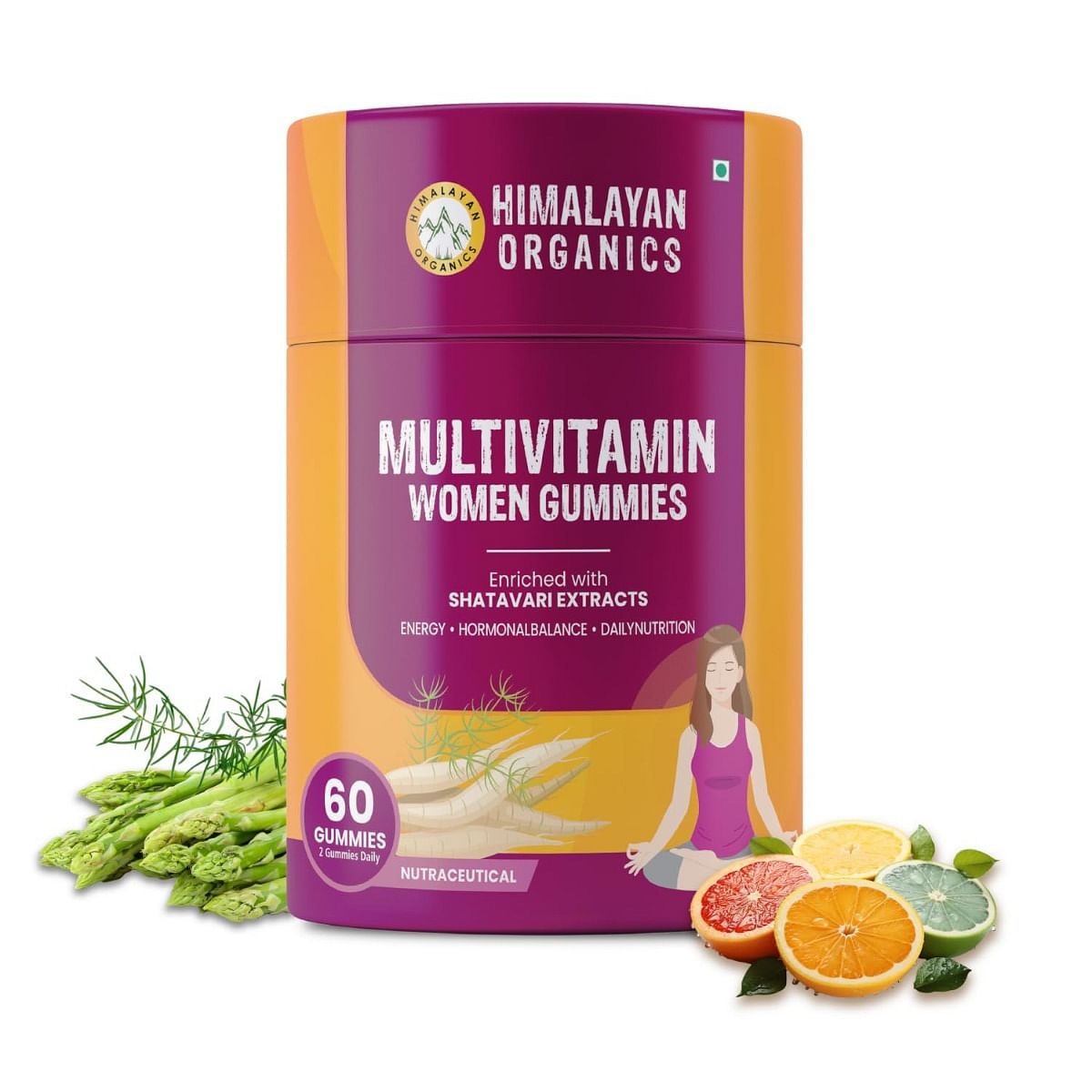 

Himalayan Organics Multivitamin Gummies with Shatavari with Biotin, Vitamin A,B1, B2, B3, B5, B6,B9, B12, C, D3 K2, E, Magnesium, Iron, Zinc - Gumm...