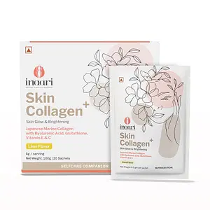 Inaari Collagen Plus Powder, 160gm | Collagen Supplements For Women | Japanese Marine Collagen Type 1 & 3| Glutathione, Vitamin C&E For Healthy Glowing Skin | Hyaluronic Acid (Lime Sachet Pack)