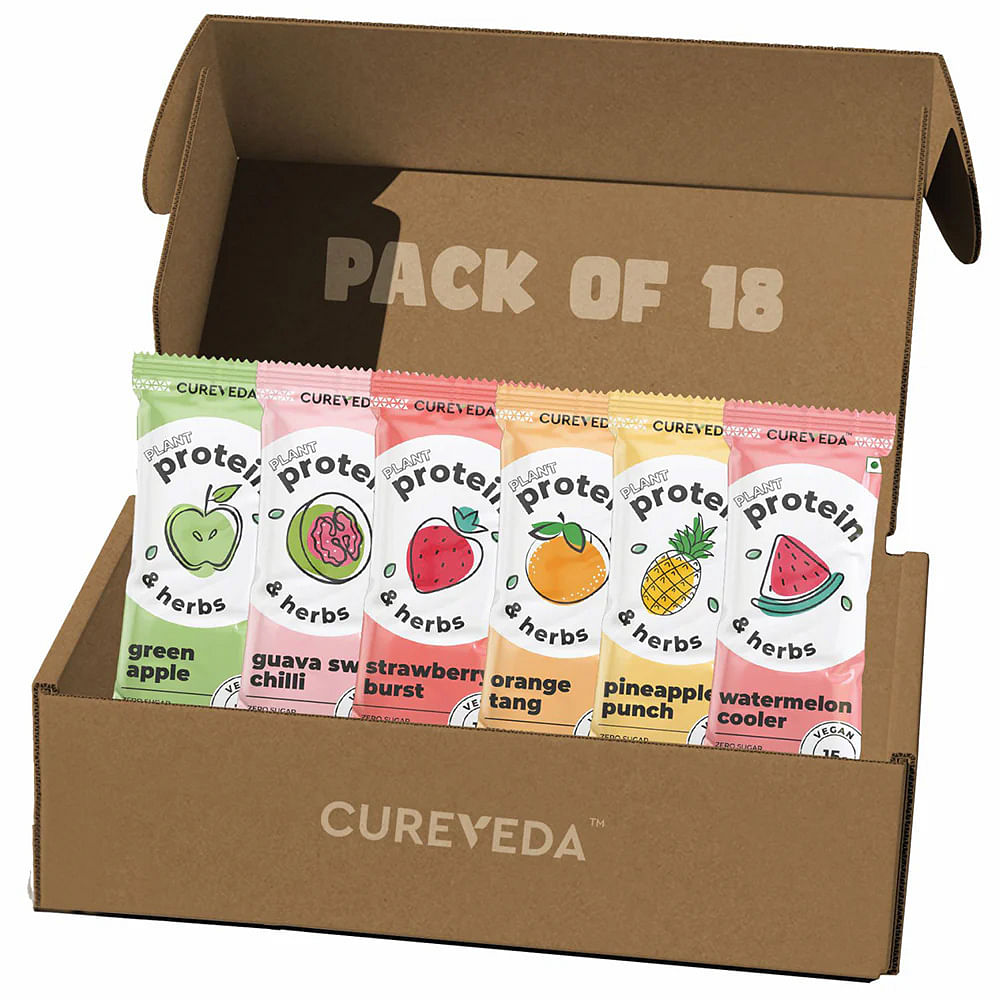

Cureveda Pea Protein Isolate Powder with Herbs, Dairy Free, No Added Sugar, Orange, Pineapple, Watermelon, Guava, Green Apple, Strawberry, 6 Flavou...